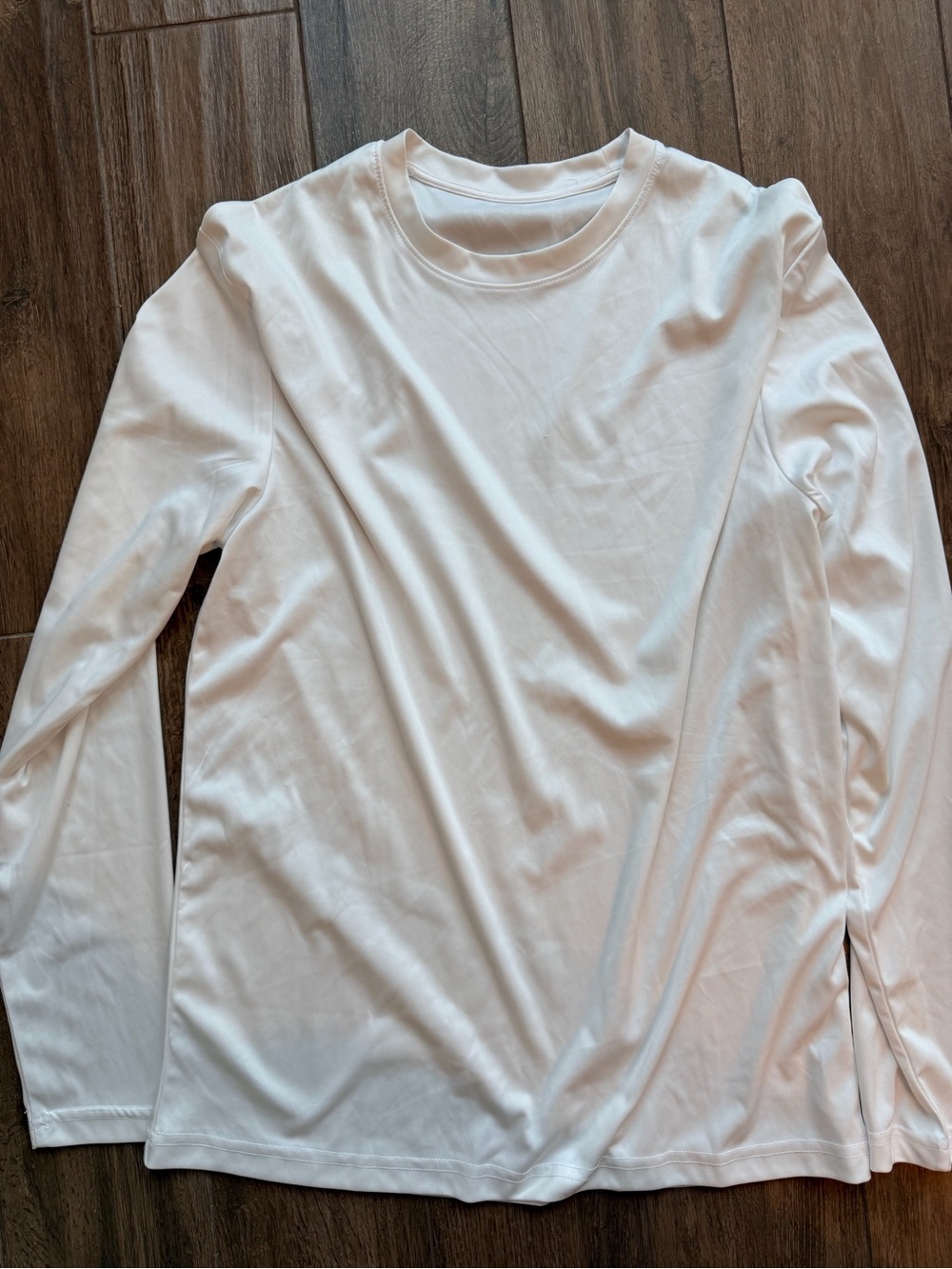 Men's White Long-Sleeve Crew Neck Shirt